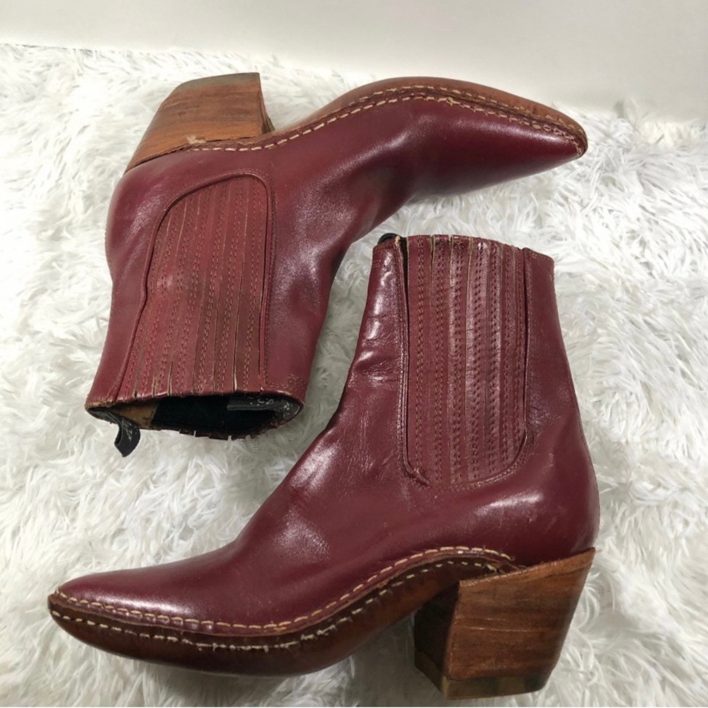 Oxblood red leather cowboy boots